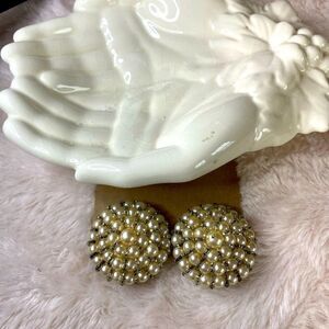 Faux Pearl Vintage Clip On Earrings